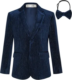 GRACE KARIN Boys Velvet Blazers Slim Fit Suit Jacket Formal Blazer for Party Prom5-12Y