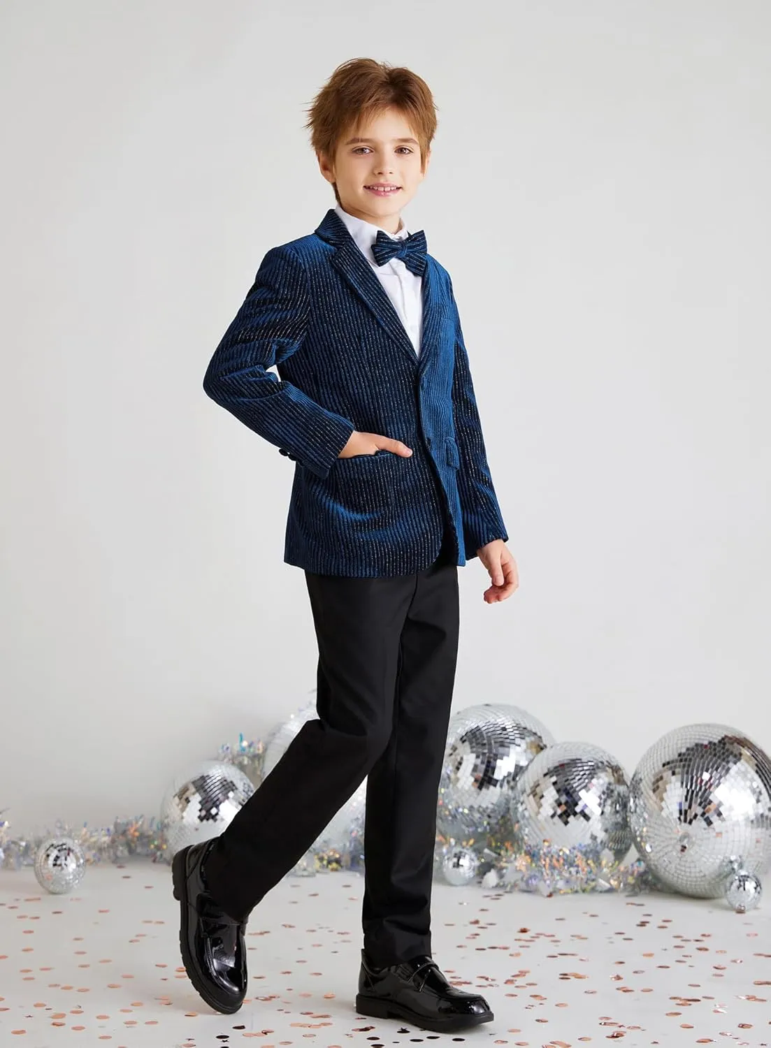 GRACE KARIN Boys Velvet Blazers Slim Fit Suit Jacket Formal Blazer for Party Prom5-12Y