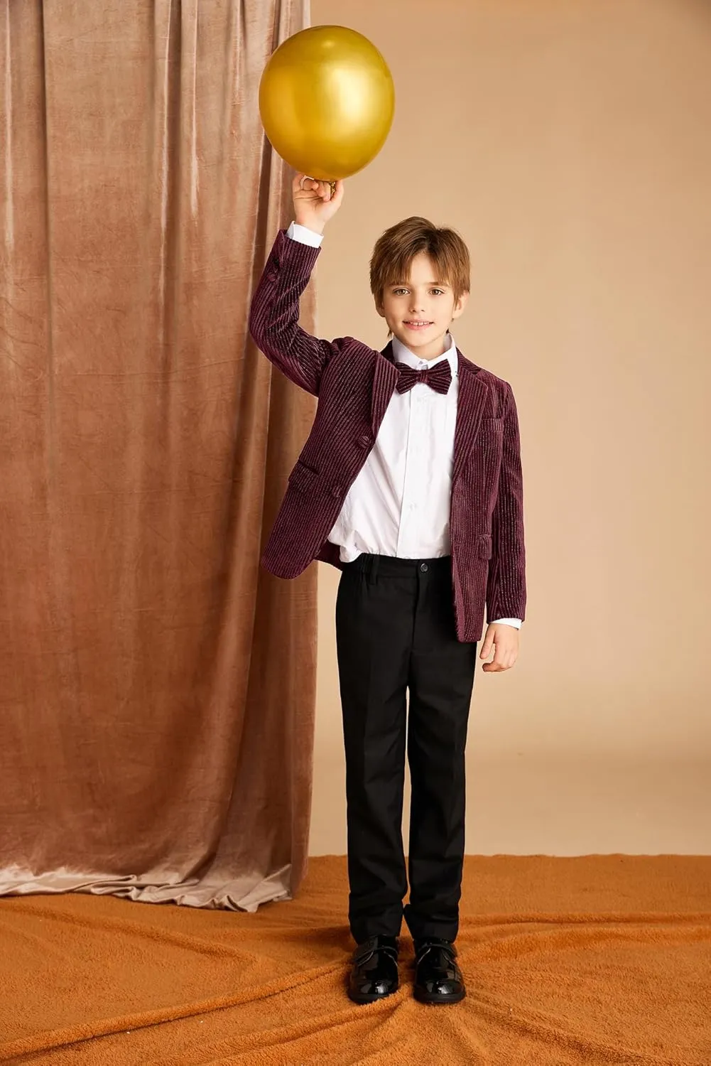 GRACE KARIN Boys Velvet Blazers Slim Fit Suit Jacket Formal Blazer for Party Prom5-12Y