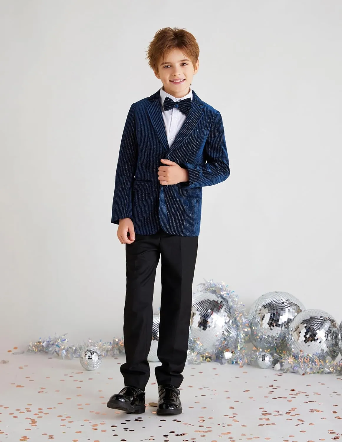 GRACE KARIN Boys Velvet Blazers Slim Fit Suit Jacket Formal Blazer for Party Prom5-12Y