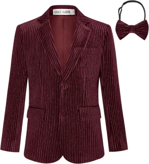 GRACE KARIN Boys Velvet Blazers Slim Fit Suit Jacket Formal Blazer for Party Prom5-12Y