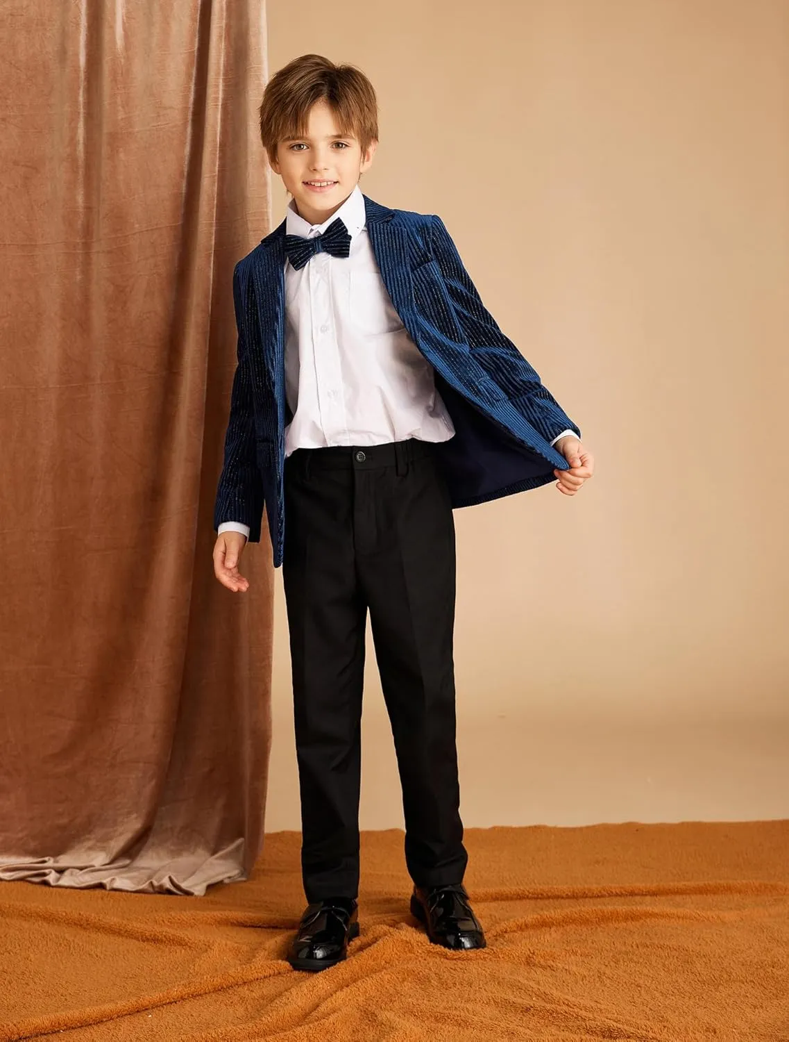 GRACE KARIN Boys Velvet Blazers Slim Fit Suit Jacket Formal Blazer for Party Prom5-12Y