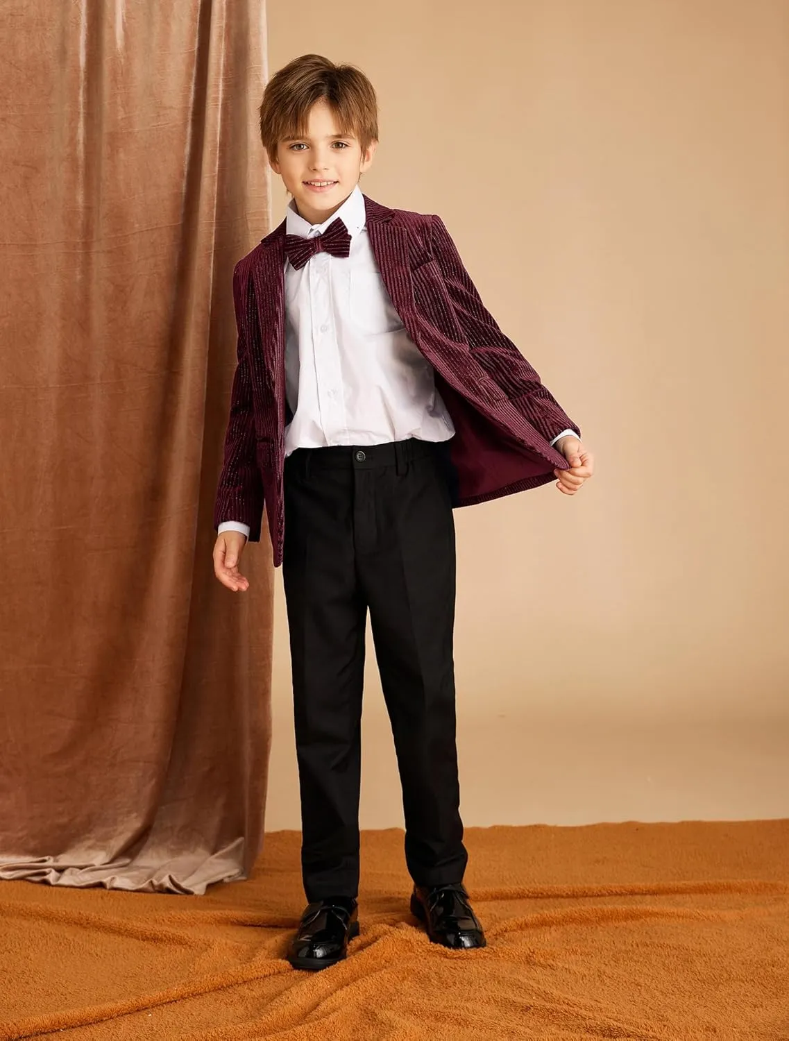 GRACE KARIN Boys Velvet Blazers Slim Fit Suit Jacket Formal Blazer for Party Prom5-12Y