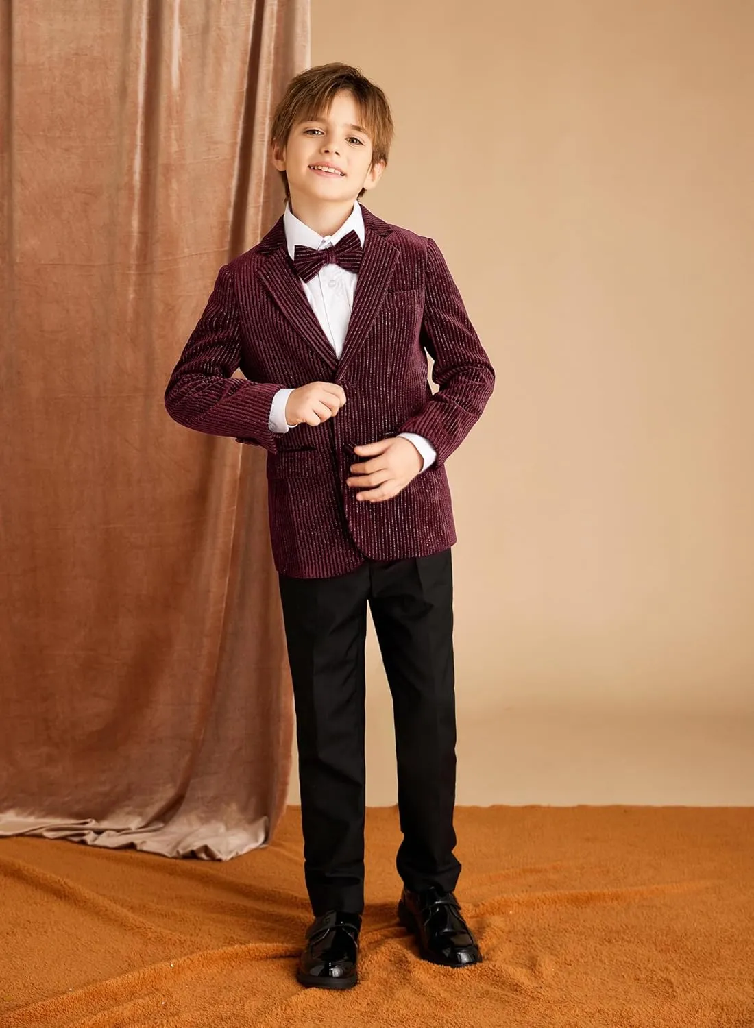 GRACE KARIN Boys Velvet Blazers Slim Fit Suit Jacket Formal Blazer for Party Prom5-12Y