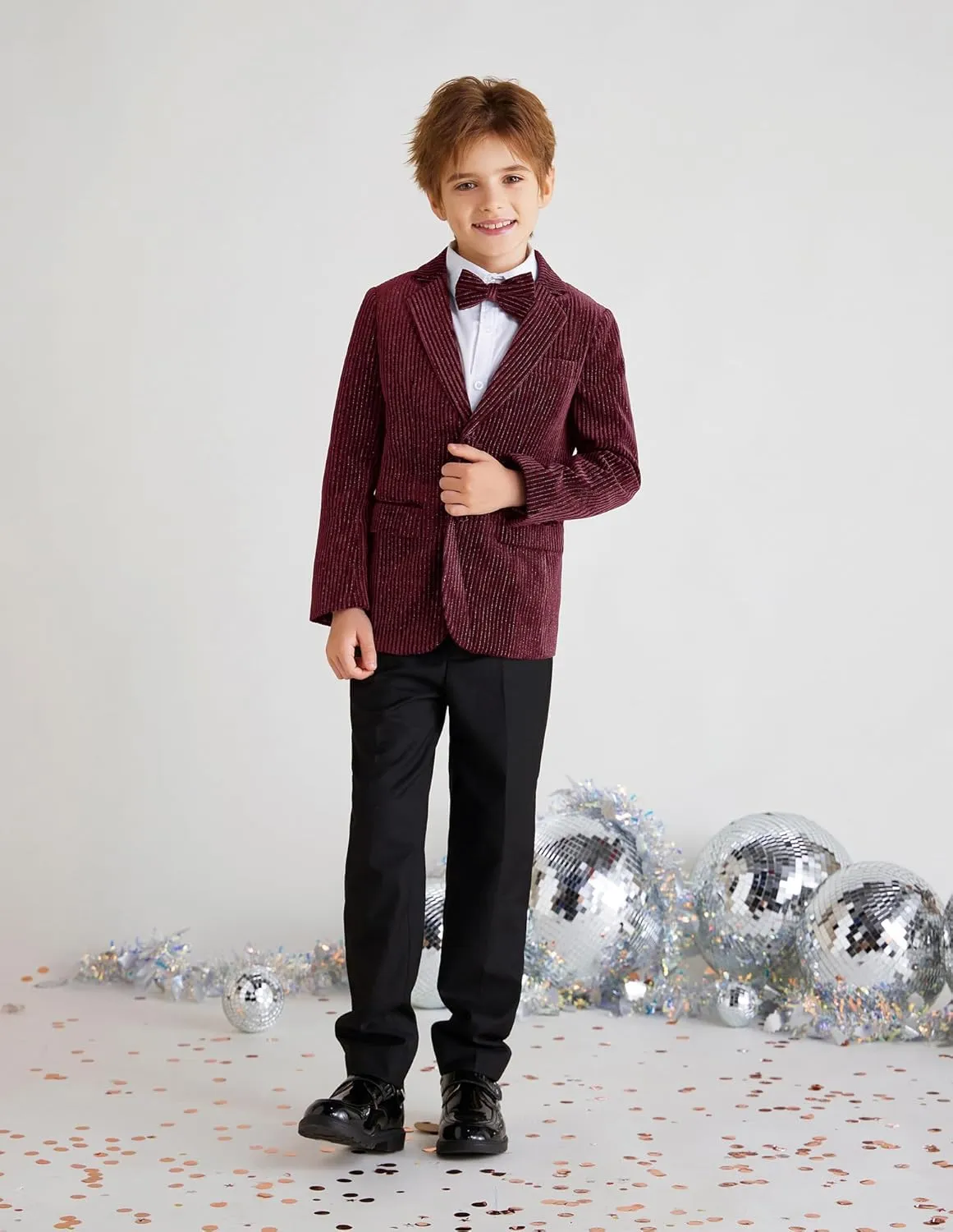 GRACE KARIN Boys Velvet Blazers Slim Fit Suit Jacket Formal Blazer for Party Prom5-12Y