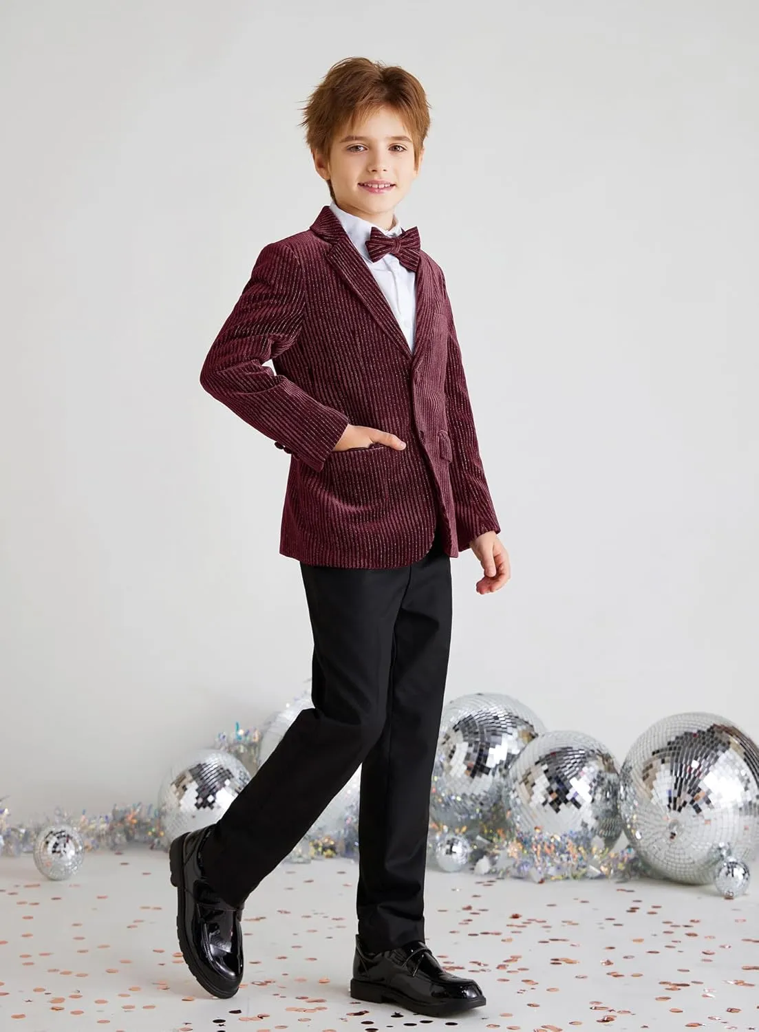 GRACE KARIN Boys Velvet Blazers Slim Fit Suit Jacket Formal Blazer for Party Prom5-12Y