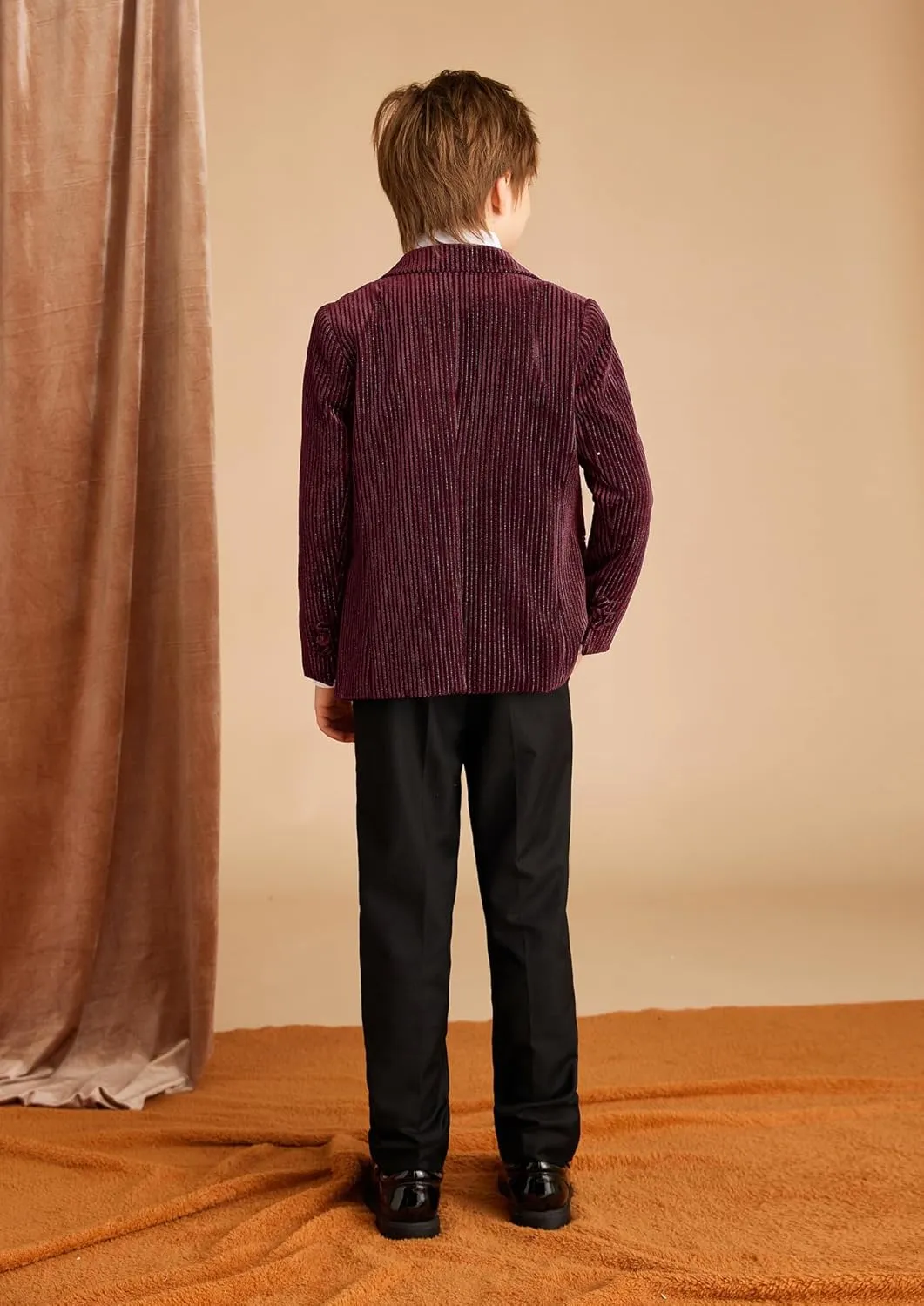 GRACE KARIN Boys Velvet Blazers Slim Fit Suit Jacket Formal Blazer for Party Prom5-12Y