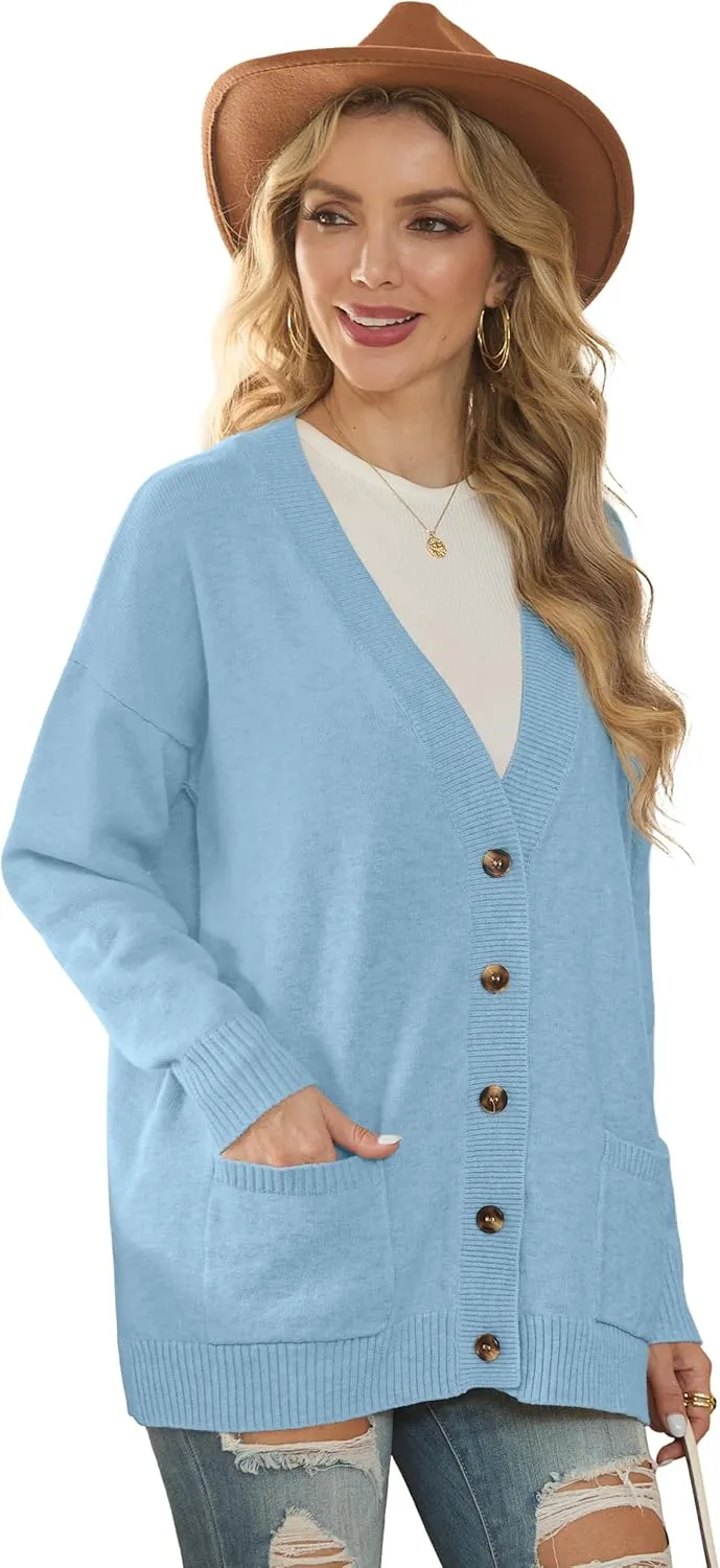 GRECERELLE Women's 2024 Fall Cardigan Sweaters Oversized Open Front Button Knit Outwear Coats with Pockets
