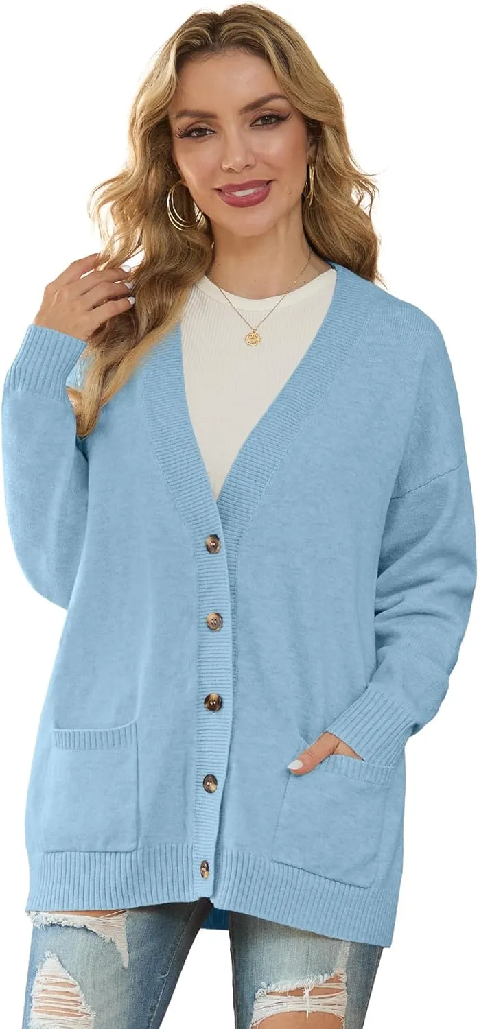 GRECERELLE Women's 2024 Fall Cardigan Sweaters Oversized Open Front Button Knit Outwear Coats with Pockets