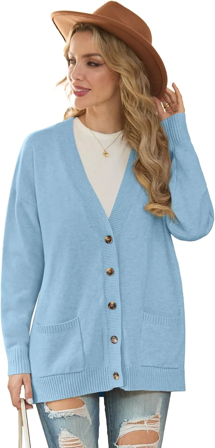 GRECERELLE Women's 2024 Fall Cardigan Sweaters Oversized Open Front Button Knit Outwear Coats with Pockets