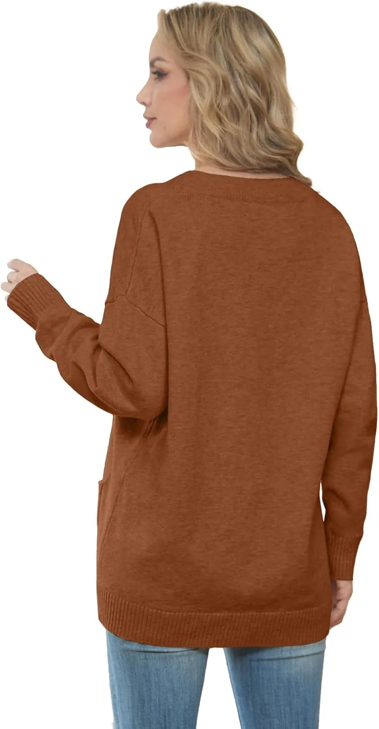 GRECERELLE Women's 2024 Fall Cardigan Sweaters Oversized Open Front Button Knit Outwear Coats with Pockets