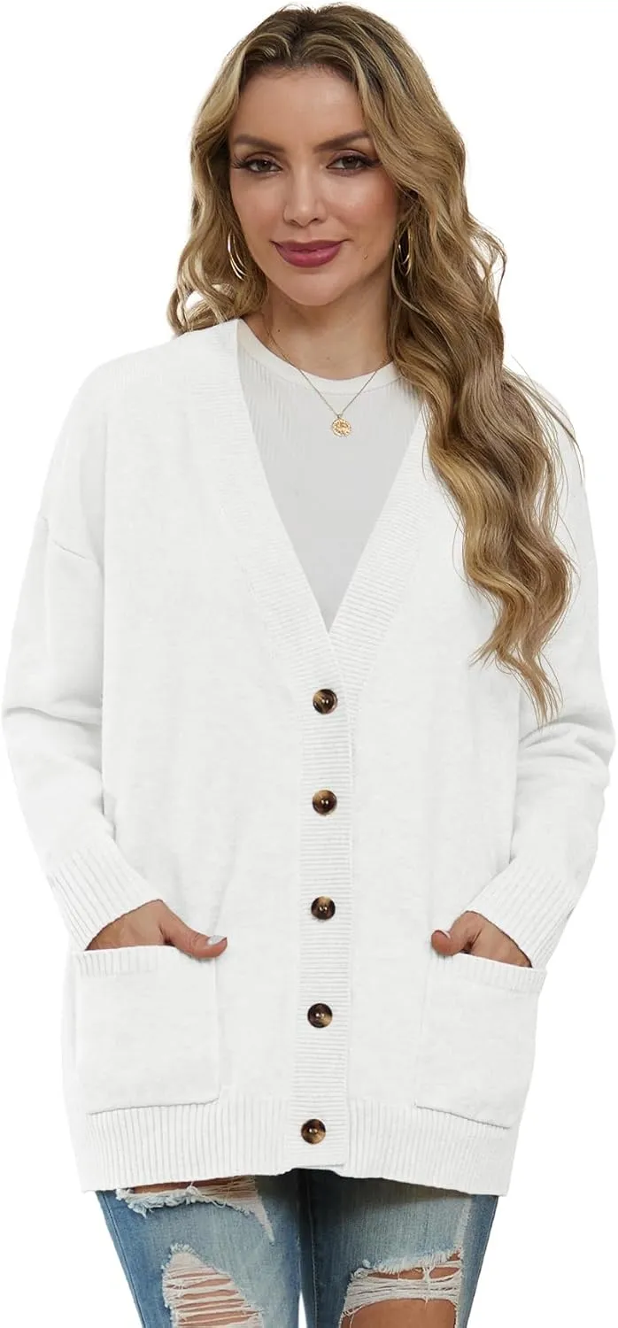 GRECERELLE Women's 2024 Fall Cardigan Sweaters Oversized Open Front Button Knit Outwear Coats with Pockets