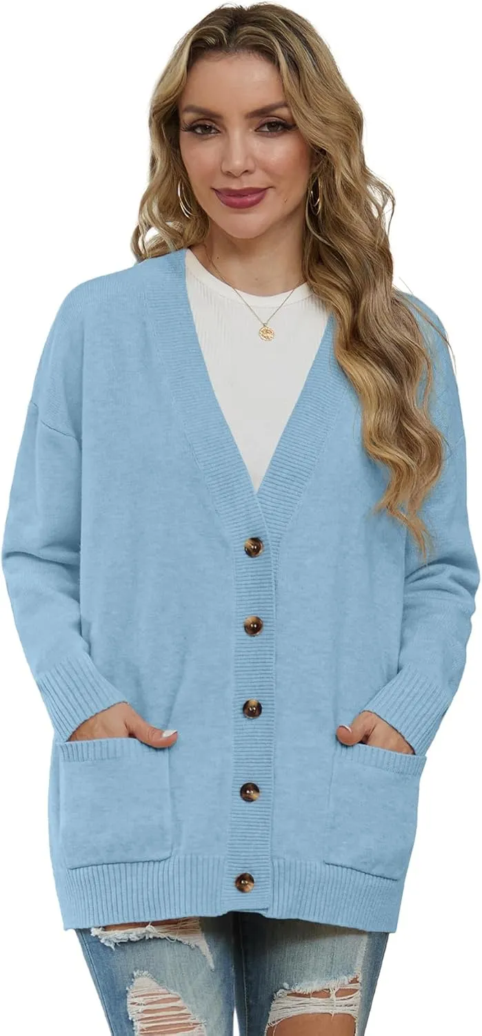 GRECERELLE Women's 2024 Fall Cardigan Sweaters Oversized Open Front Button Knit Outwear Coats with Pockets