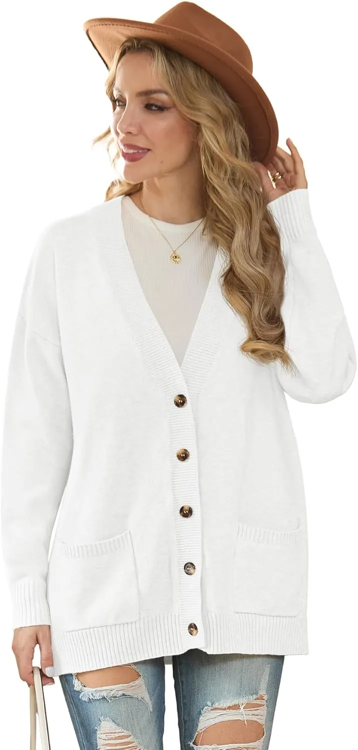 GRECERELLE Women's 2024 Fall Cardigan Sweaters Oversized Open Front Button Knit Outwear Coats with Pockets