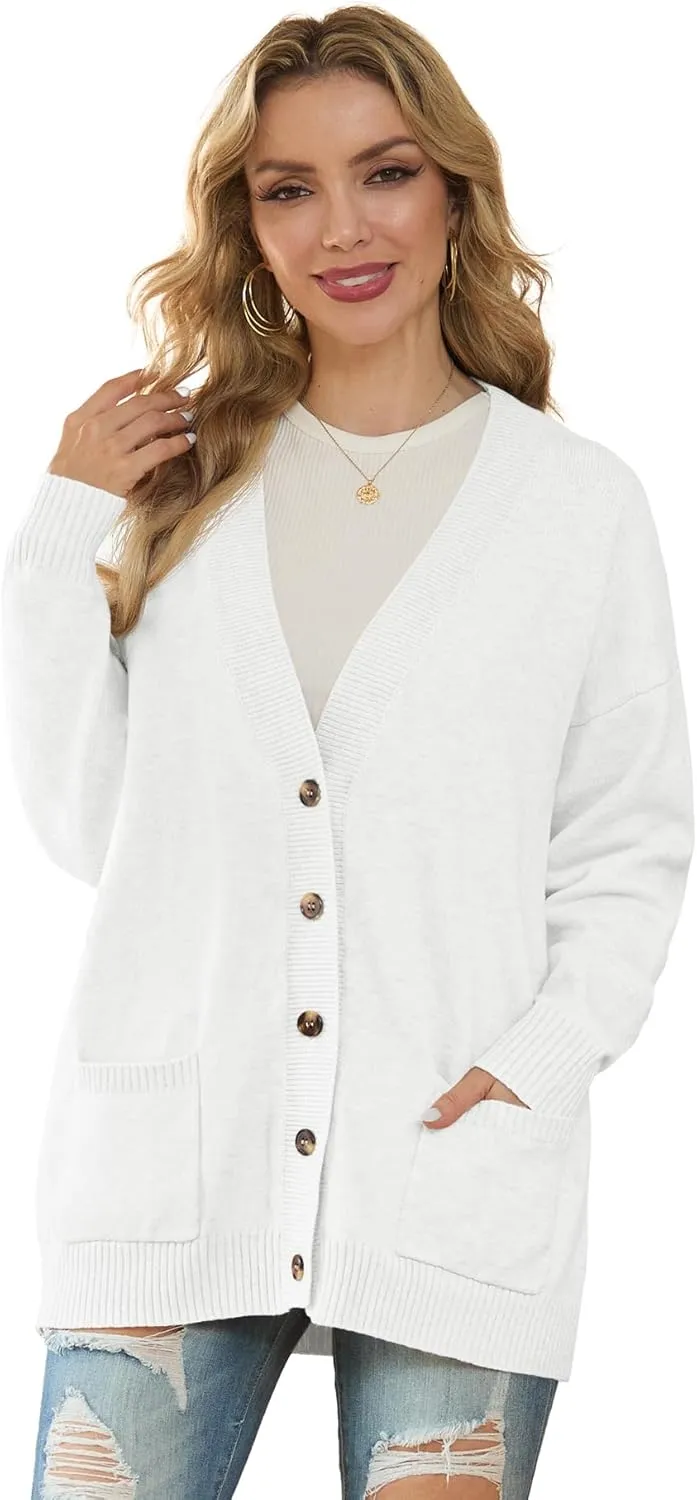 GRECERELLE Women's 2024 Fall Cardigan Sweaters Oversized Open Front Button Knit Outwear Coats with Pockets
