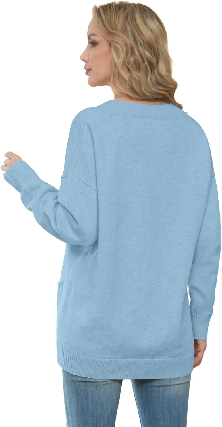 GRECERELLE Women's 2024 Fall Cardigan Sweaters Oversized Open Front Button Knit Outwear Coats with Pockets