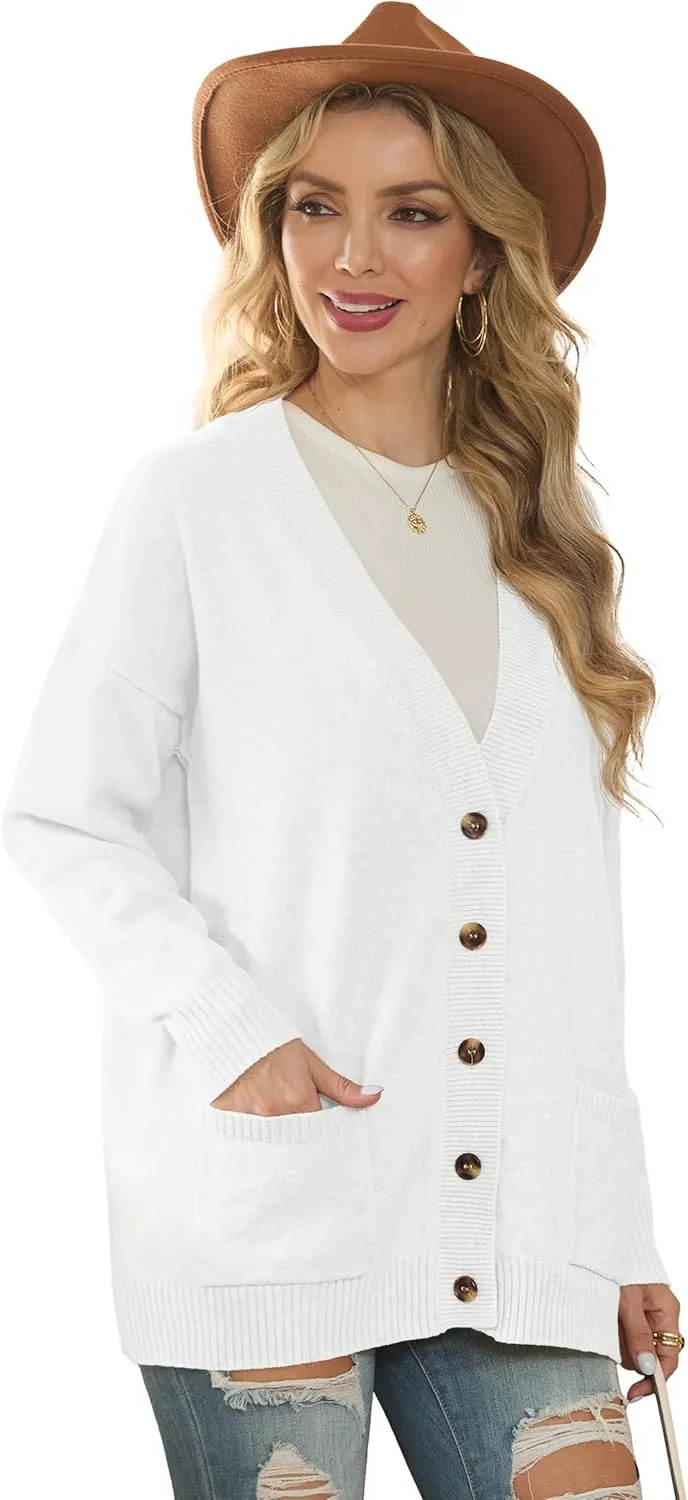 GRECERELLE Women's 2024 Fall Cardigan Sweaters Oversized Open Front Button Knit Outwear Coats with Pockets
