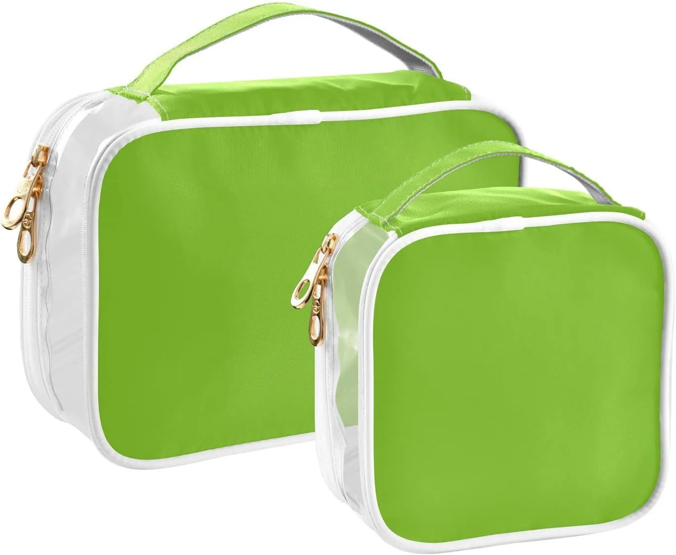 Green Clear Makeup Bags TSA Approved Toiletry Bag for Women Men Cosmetic Bags with Zipper Carry On Airport Airline Compliant Bag Quart Size PVC Travel Bags for Toiletries Business, 2 Pack