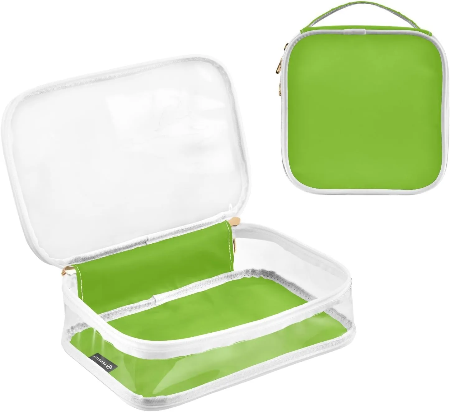 Green Clear Makeup Bags TSA Approved Toiletry Bag for Women Men Cosmetic Bags with Zipper Carry On Airport Airline Compliant Bag Quart Size PVC Travel Bags for Toiletries Business, 2 Pack