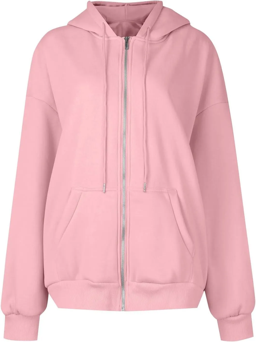 Gumipy Women Zip Up Hoodie Pullover Fleece Drawstring Oversized Sweatshirt Hoodies Long Sleeve Y2K Hoodie with Pockets