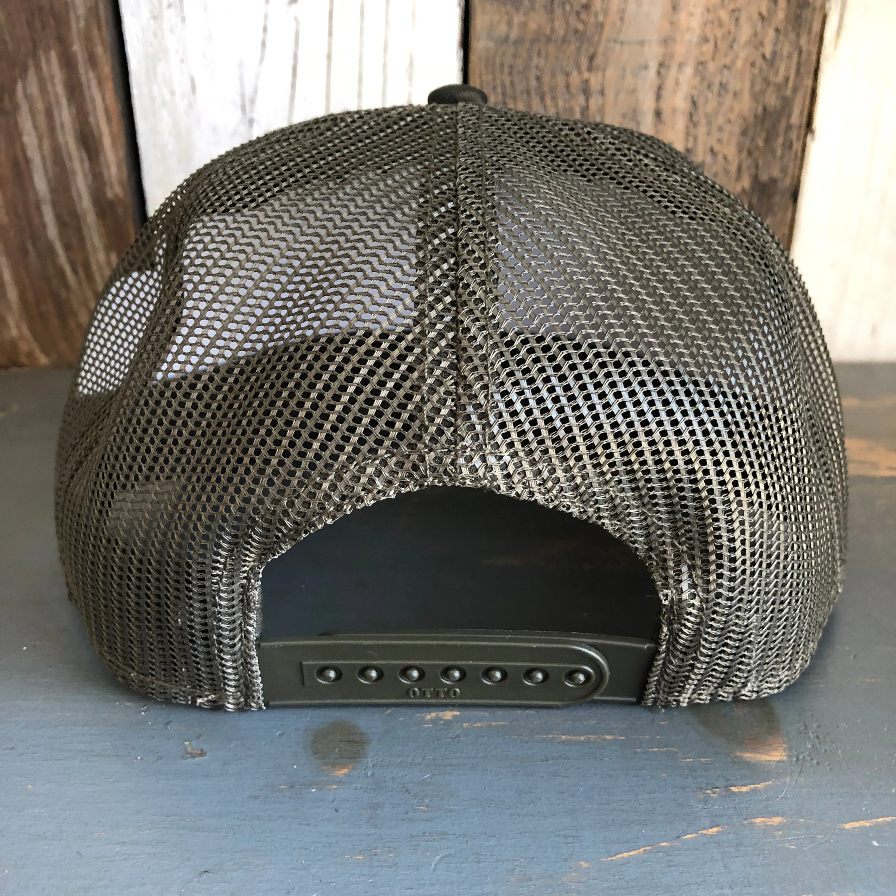 Hermosa Beach LIFEGUARD TOWER Camouflage 6 Panel Mid Profile Mesh Back Snapback Trucker Hat - Dark Green/Brown/Dark Olive Green