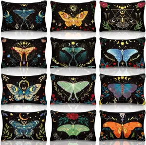 Kajaia 12 Pcs Butterfly Makeup Bags Cute Portable Travel Purse Toiletry Pocket Make up Organizer Storage Zipper Pouch Makeup Brush Cosmetic Bags for Women Adult Aesthetic Stuff