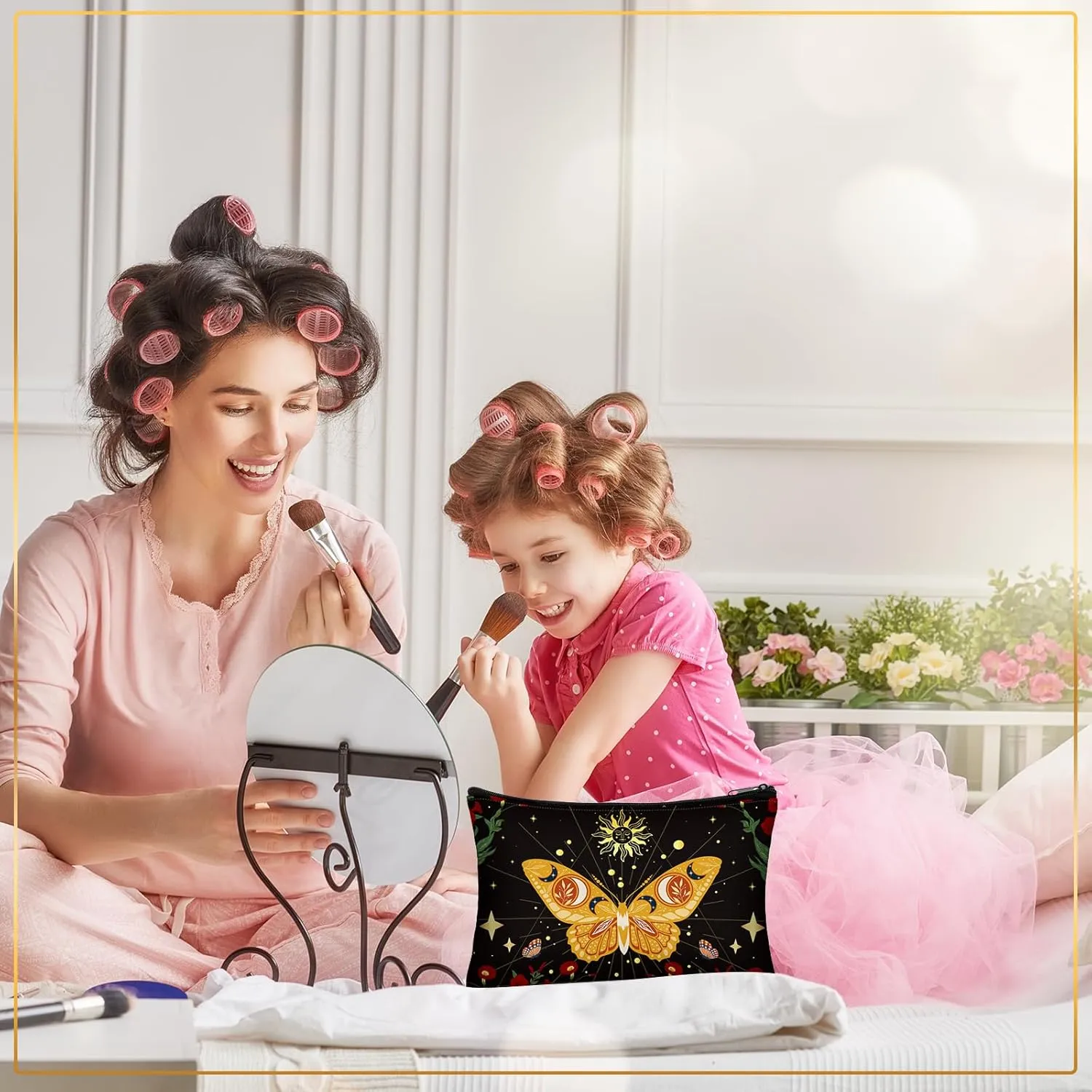 Kajaia 12 Pcs Butterfly Makeup Bags Cute Portable Travel Purse Toiletry Pocket Make up Organizer Storage Zipper Pouch Makeup Brush Cosmetic Bags for Women Adult Aesthetic Stuff