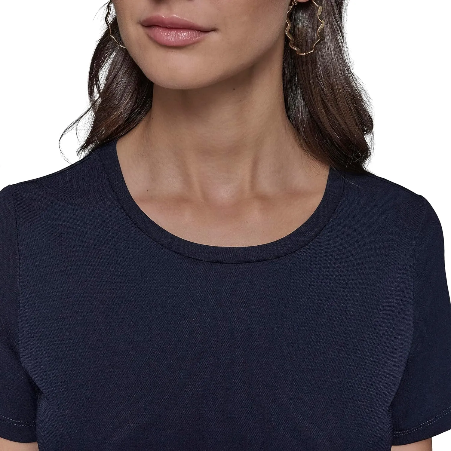 Karl Lagerfeld Paris Women's Short Sleeve Pleated Skirt A-line Midi Dress
