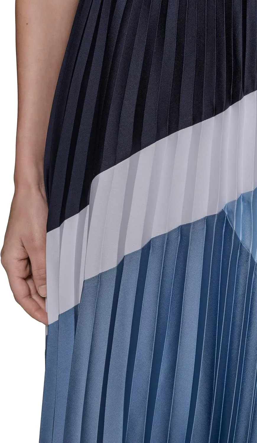 Karl Lagerfeld Paris Women's Short Sleeve Pleated Skirt A-line Midi Dress