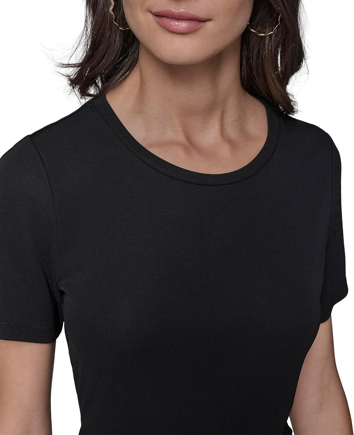Karl Lagerfeld Paris Women's Short Sleeve Pleated Skirt A-line Midi Dress