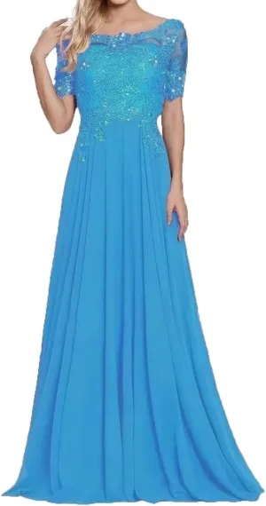 Laces Chiffon Mother of The Bride Dress Short Sleeve Mother of The Groom Dresses Formal Evening Gowns for Women