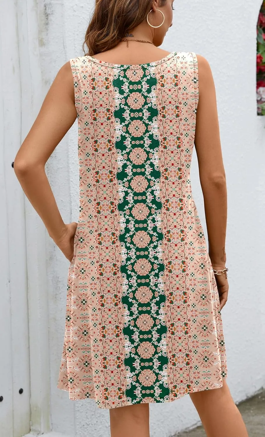 Ladlop Summer Dresses for Women 2025 Beach Loose Casual A Line Dress Sleeveless V-Neck Sundress with Pockets