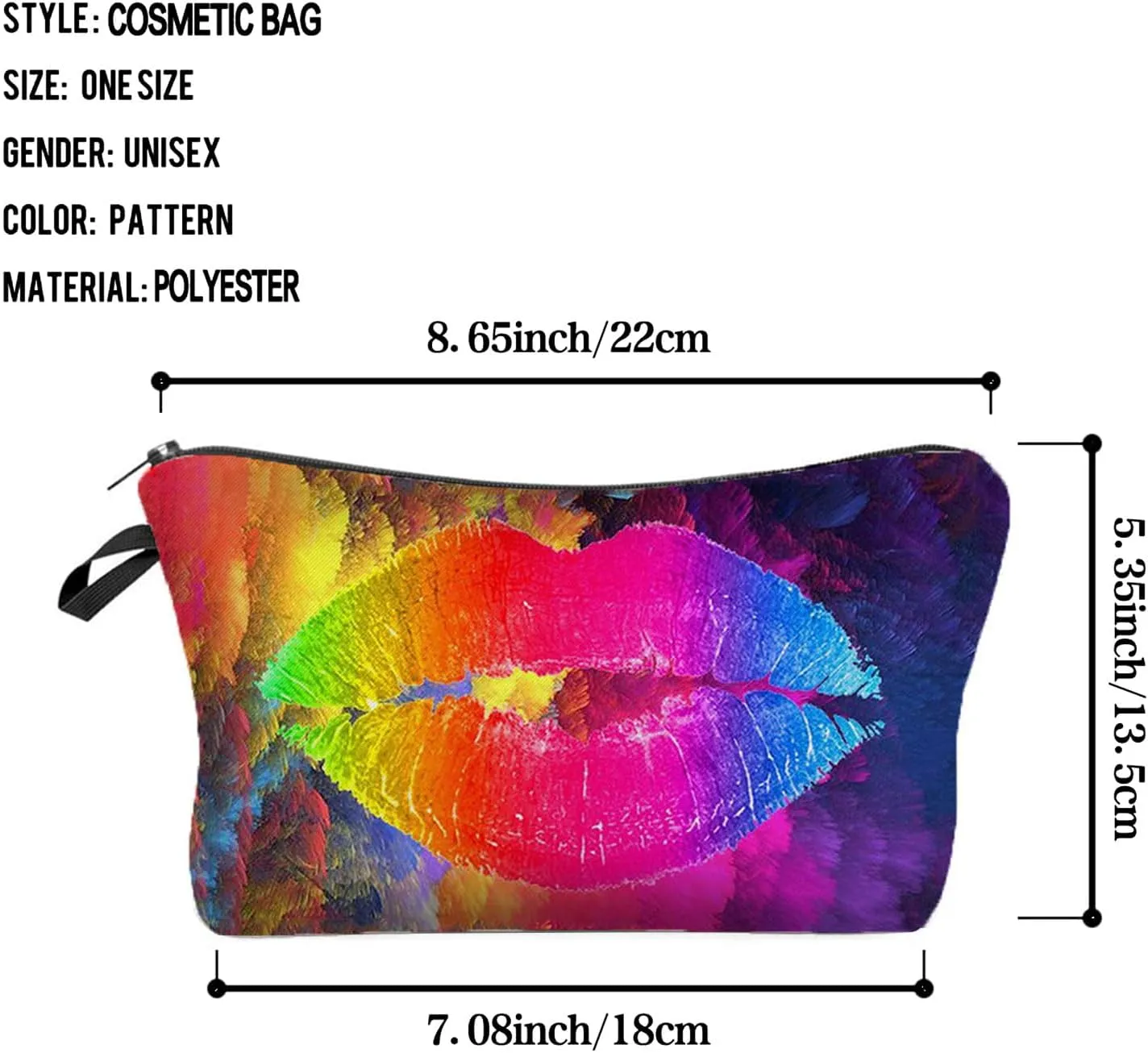 Lip Stylish Print Makeup Bag Cute Makeup Bag Travel Toiletry Zipper Pouch Organizer Gift Colorful Lip Makeup Bag for Girls Sisters