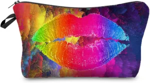 Lip Stylish Print Makeup Bag Cute Makeup Bag Travel Toiletry Zipper Pouch Organizer Gift Colorful Lip Makeup Bag for Girls Sisters