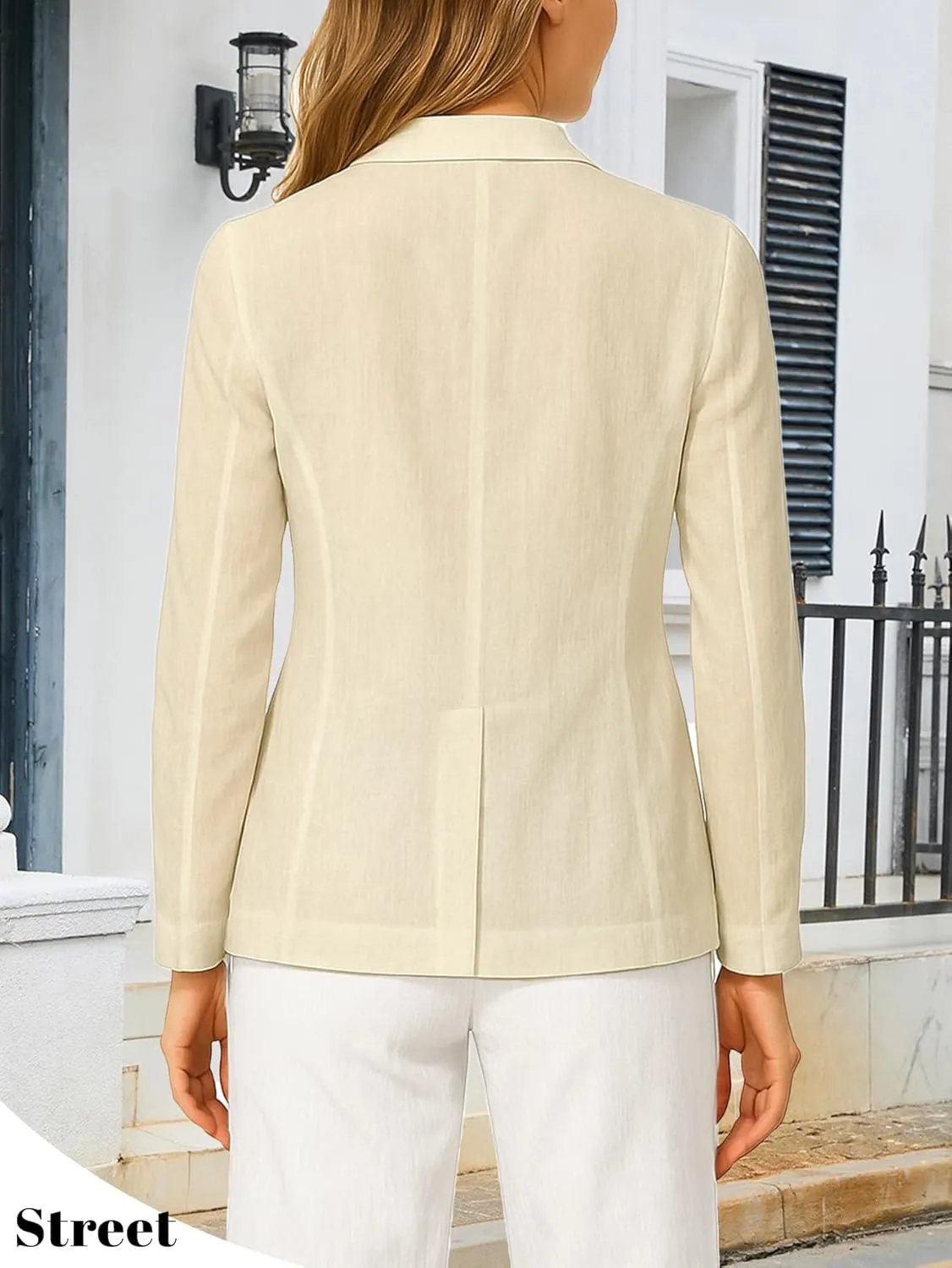Long Sleeve Linen Blazer Women 2025 Summer Lightweight Breathable Lapel Beach Vacation Jacket With Pockets