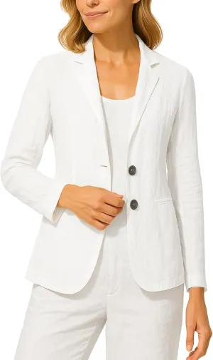 Long Sleeve Linen Blazer Women 2025 Summer Lightweight Breathable Lapel Beach Vacation Jacket With Pockets