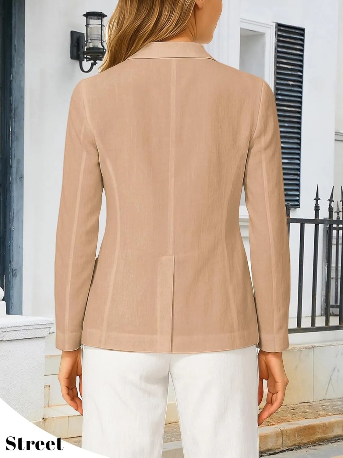 Long Sleeve Linen Blazer Women 2025 Summer Lightweight Breathable Lapel Beach Vacation Jacket With Pockets