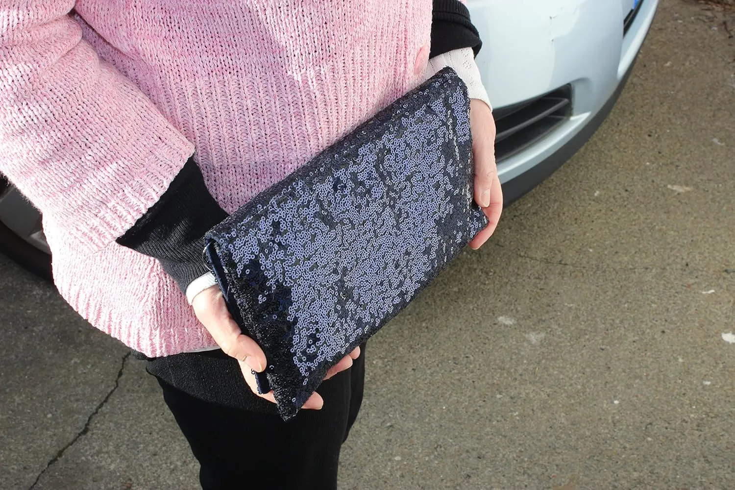 LONI Womens Sparkly Sequin Party Evening Clutch Shoulder Bag