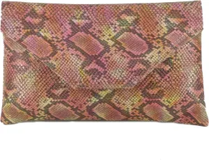LONI Womens Stylish Large Envelope Faux Snakeskin Clutch Bag/Shoulder Bag