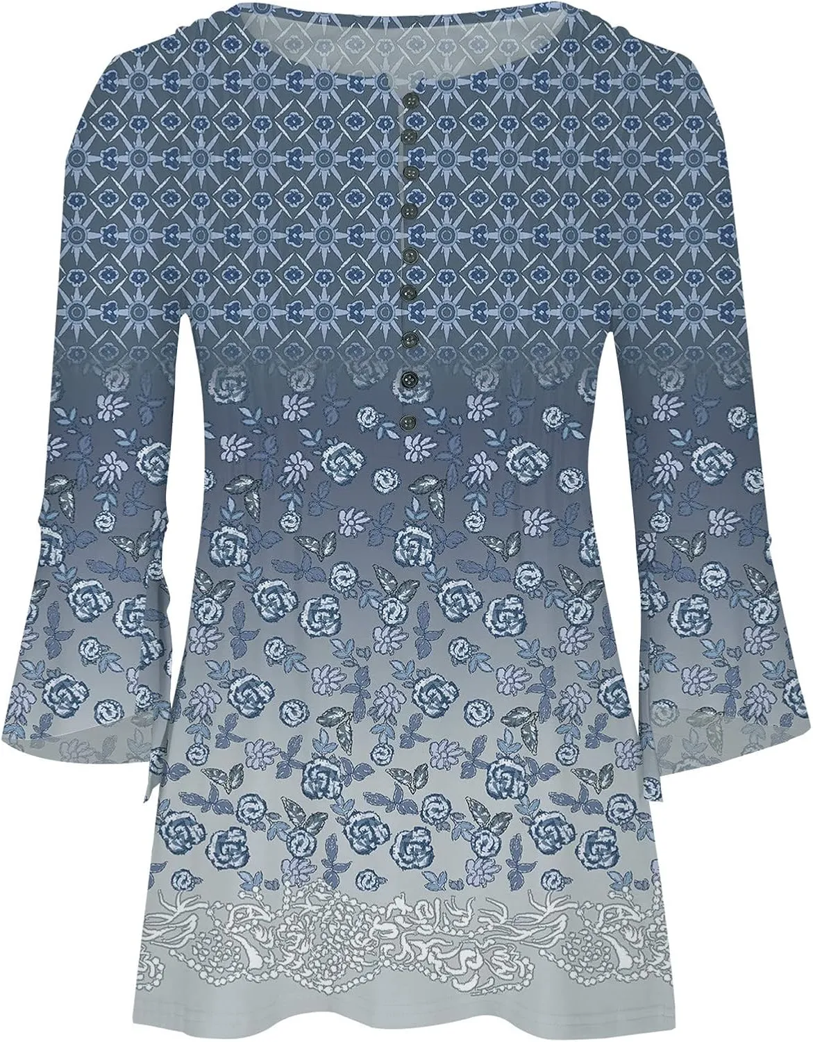 LRMQS 3/4 Length Sleeve Womens Tops 2025 Casual Summer Boho Spring Tunic Shirts Trendy Floral Bohemian Blouses Ladies Clothes