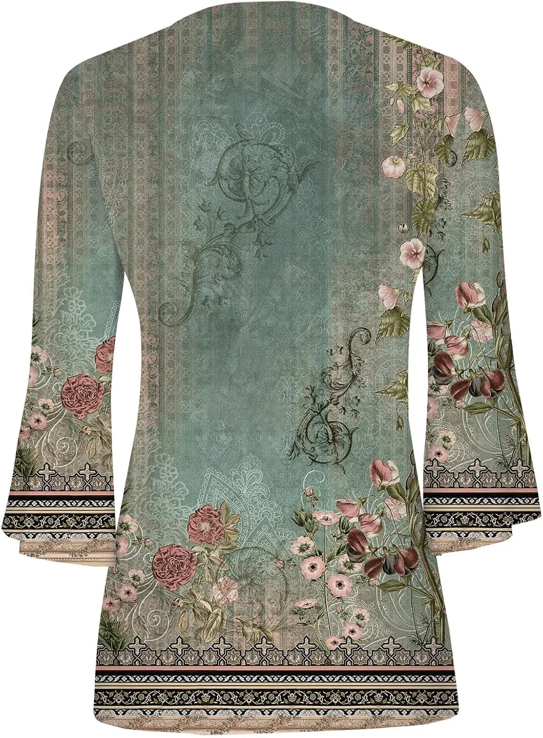 LRMQS 3/4 Length Sleeve Womens Tops 2025 Casual Summer Boho Spring Tunic Shirts Trendy Floral Bohemian Blouses Ladies Clothes