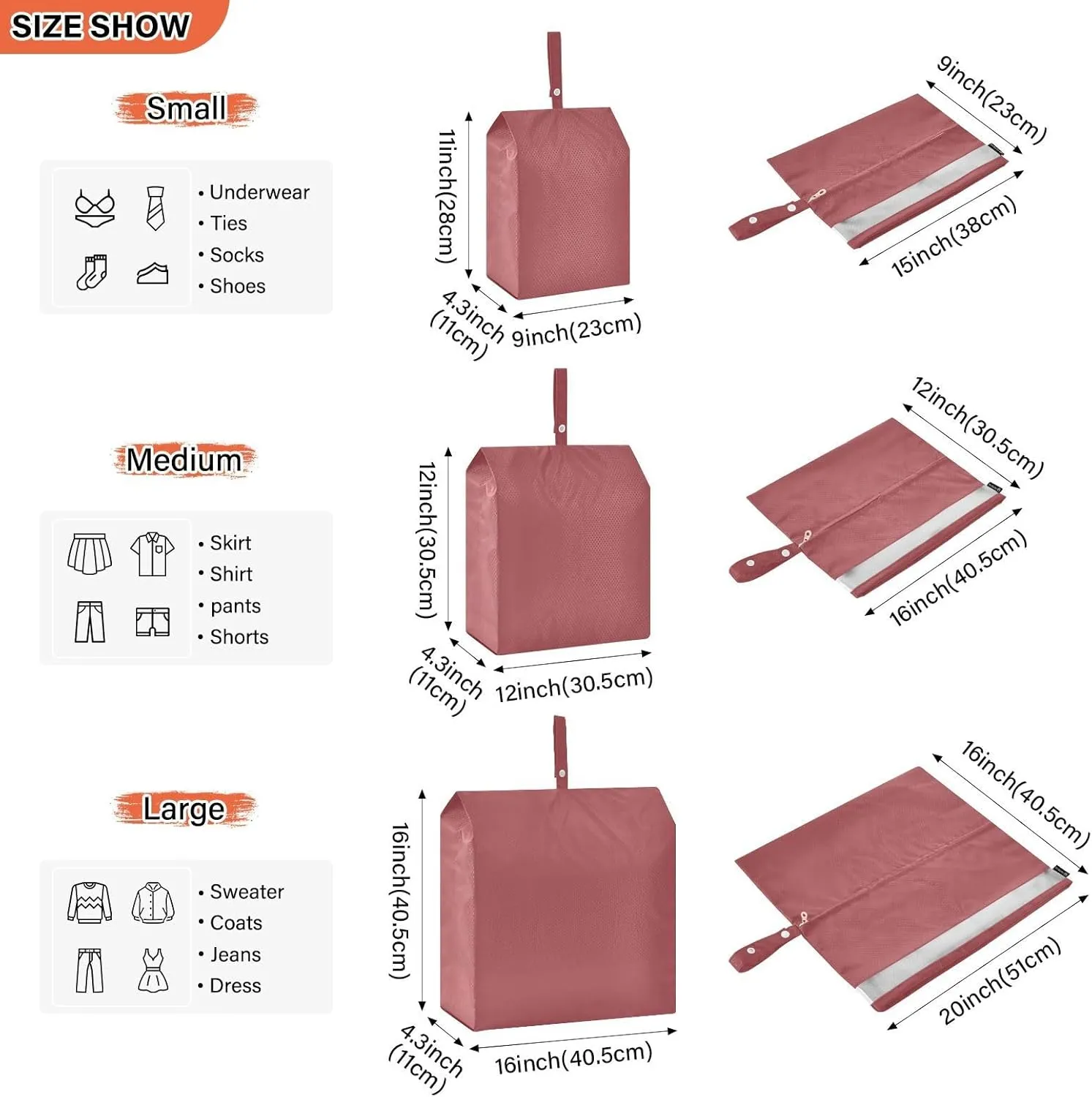 Luggage Space Saver, Luggages Management Personnel, Red, With Zipper, 3 Set Travel Packing Cubes For Suitcases, Garment Bag Closet Storage