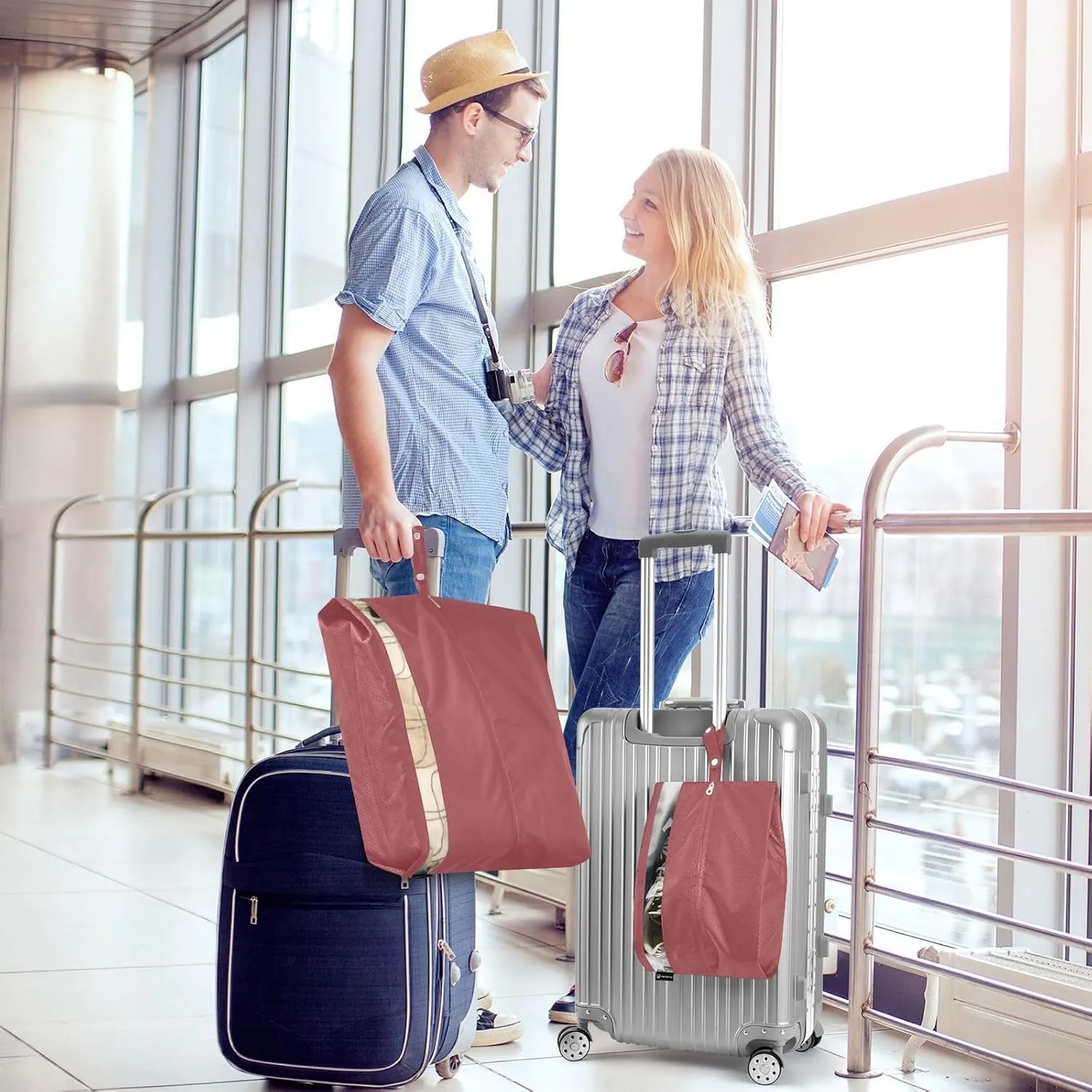 Luggage Space Saver, Luggages Management Personnel, Red, With Zipper, 3 Set Travel Packing Cubes For Suitcases, Garment Bag Closet Storage