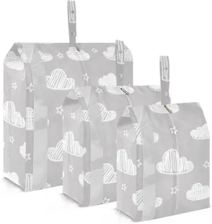 Luggage Space Saver, Organizadores De Maletas Para, Handdrawn Clouds Stars, With Zipper, 3 Set Travel Packing Cubes For Suitcases, Garment Bag Closet Storage