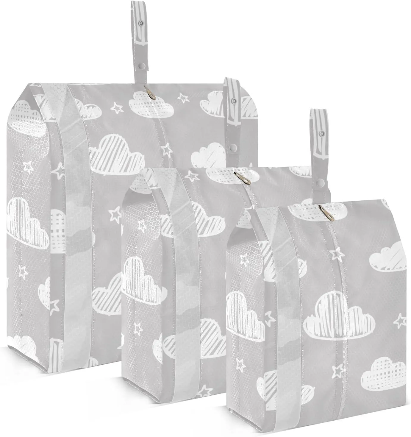 Luggage Space Saver, Organizadores De Maletas Para, Handdrawn Clouds Stars, With Zipper, 3 Set Travel Packing Cubes For Suitcases, Garment Bag Closet Storage