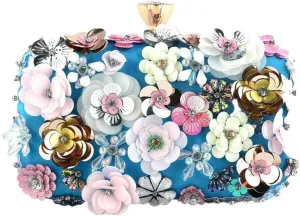 Luxury Flower Evening Clutch, Elegant Women's Party Purse, Handmade Beaded Rhinestone Bag, Perfect for Weddings/Balls/Dinners