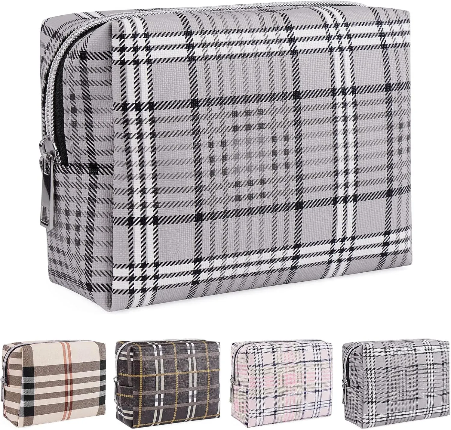 MAANGE Small Makeup Bag for Purse Travel Makeup Pouch PU Leather Portable Versatile Zipper Pouch Cosmetic Bags for Women (01)