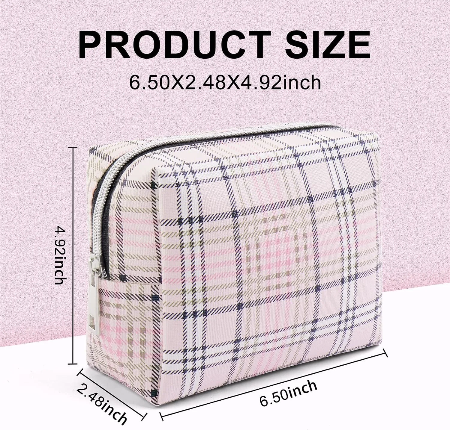 MAANGE Small Makeup Bag for Purse, Travel Makeup Pouch PU Leather Portable Versatile Zipper Pouch Cosmetic Bags for Women (02)