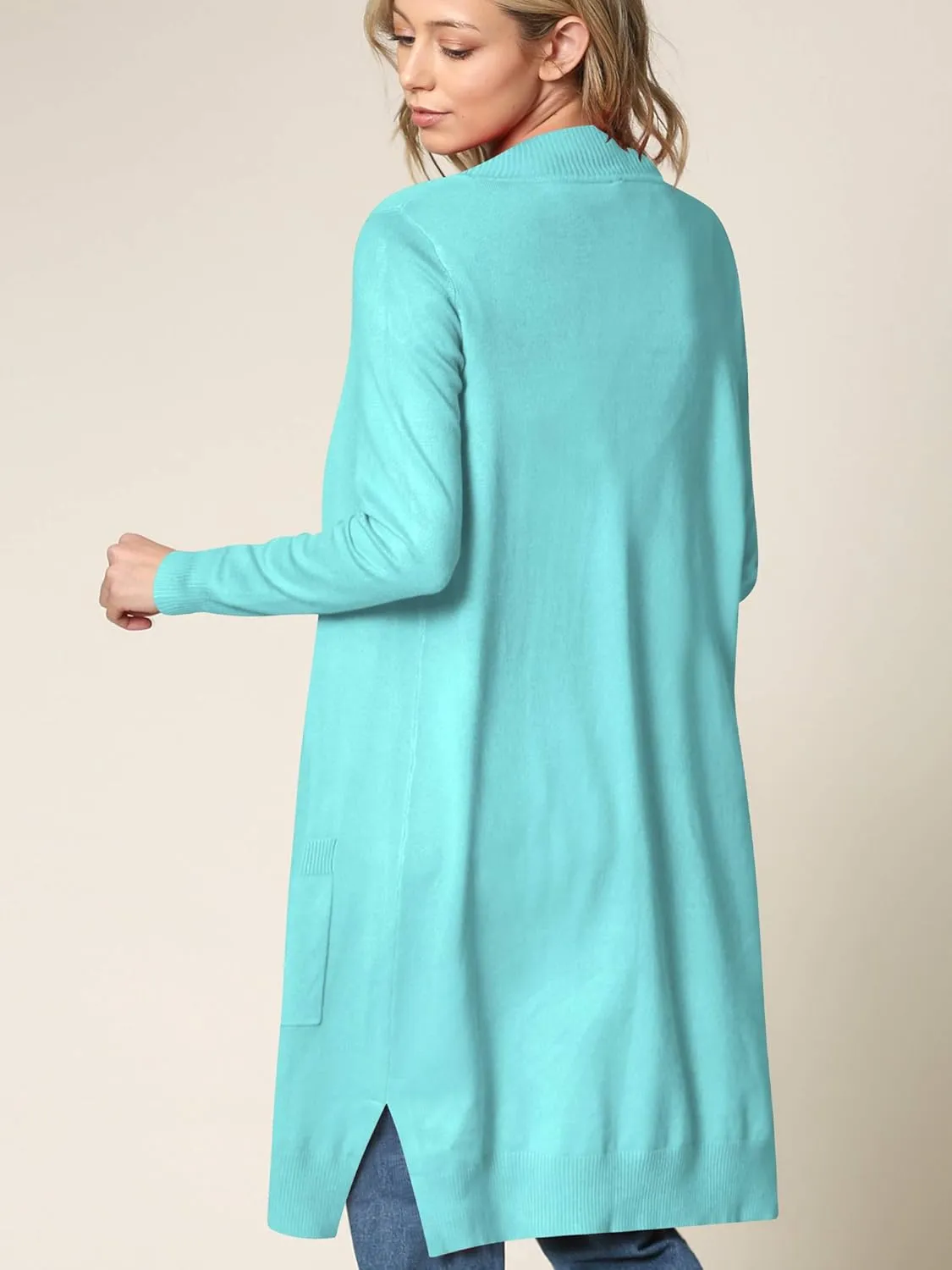 Made By Johnny Women's Open Front Casual Long Sleeve Knit Classic Sweaters Cardigan with Pockets