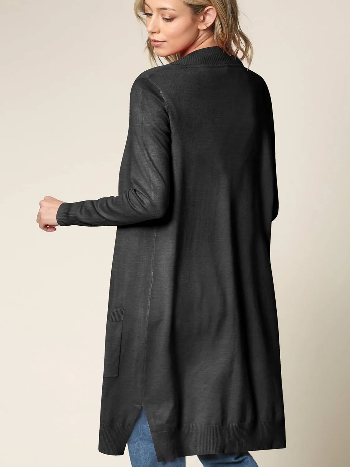 Made By Johnny Women's Open Front Casual Long Sleeve Knit Classic Sweaters Cardigan with Pockets